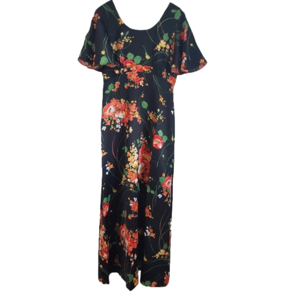 Vintage 60's/70's Tori Richard Honolulu Bright Floral Maxi Dress sz 14